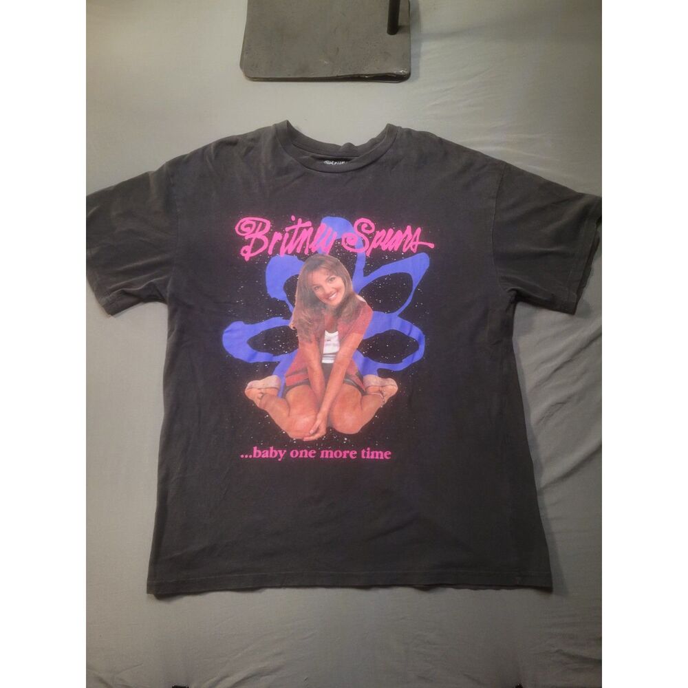 Britney Spears Baby One More Time Graphic T-Shirt XL Black Y2K Pop Tee